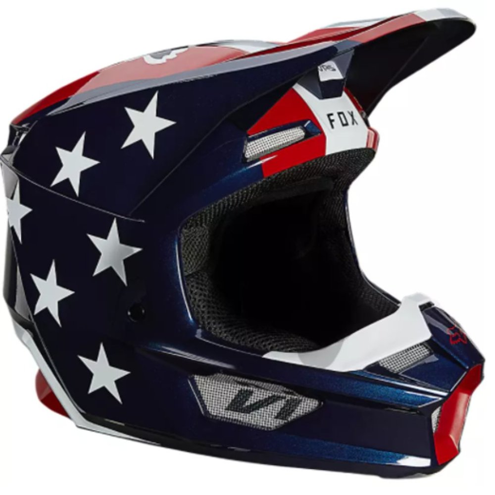 Fox Racing  V1 Ultra Helmet - Men's Size L - Red / White / Blue Stars & Stripes